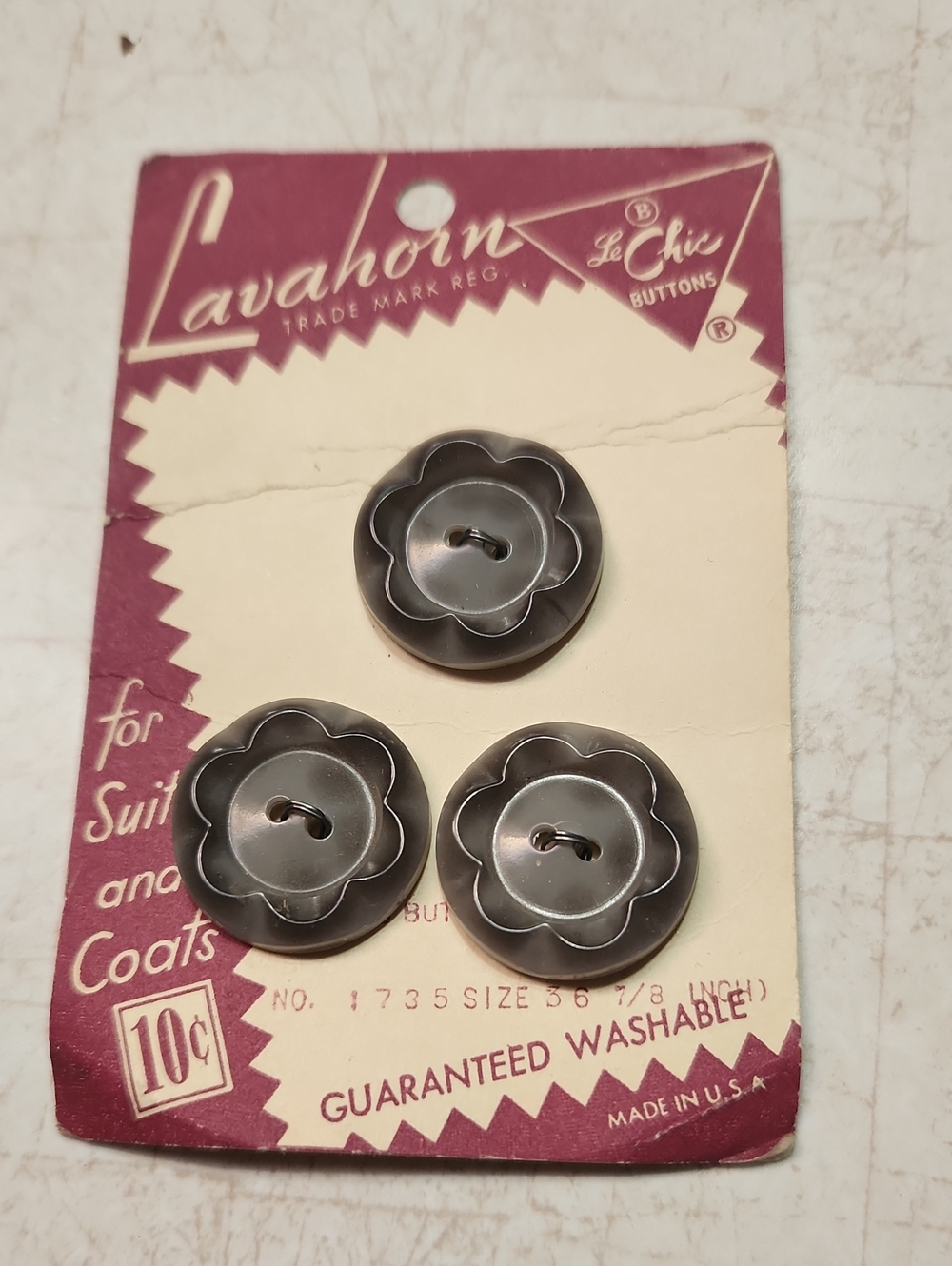 Lavahorn Le Chic Vintage Flower Buttons - Gray